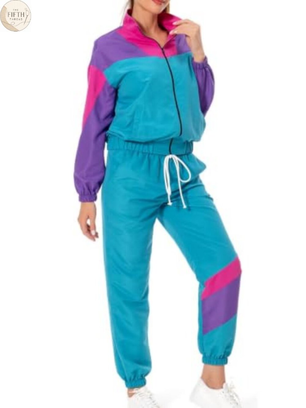 Women 2 Piece Tracksuit Set Retro 80s 90s Outfit Zip Jacket Sweatpants